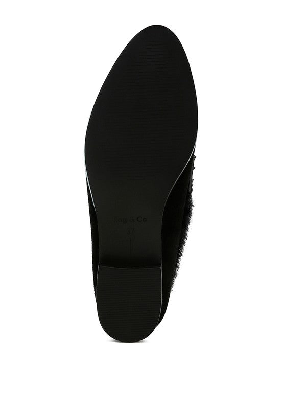 Fur Trim Suede Loafers