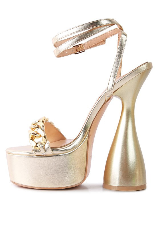 Hourglass Metallic Sandals