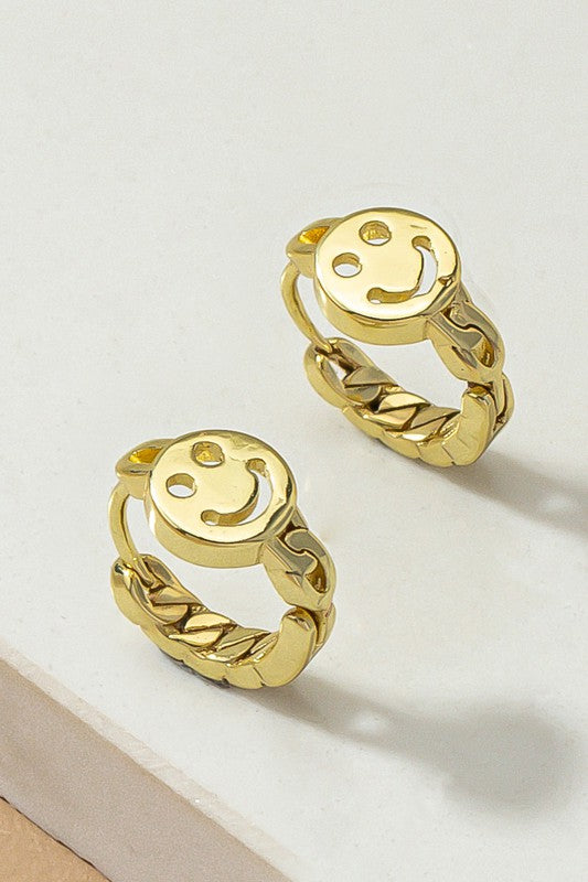 Smiley Huggie Hoop Earrings