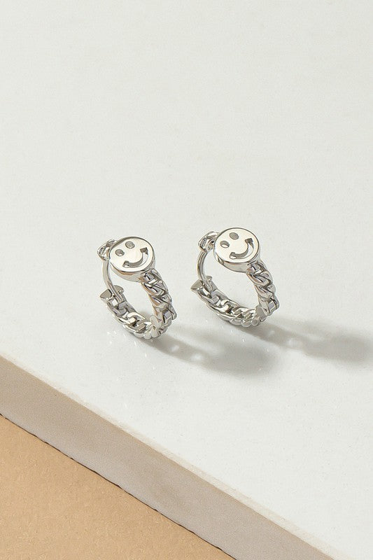 Smiley Huggie Hoop Earrings