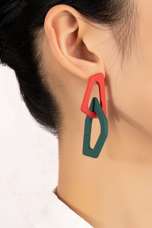 Geo Link Drop Earrings