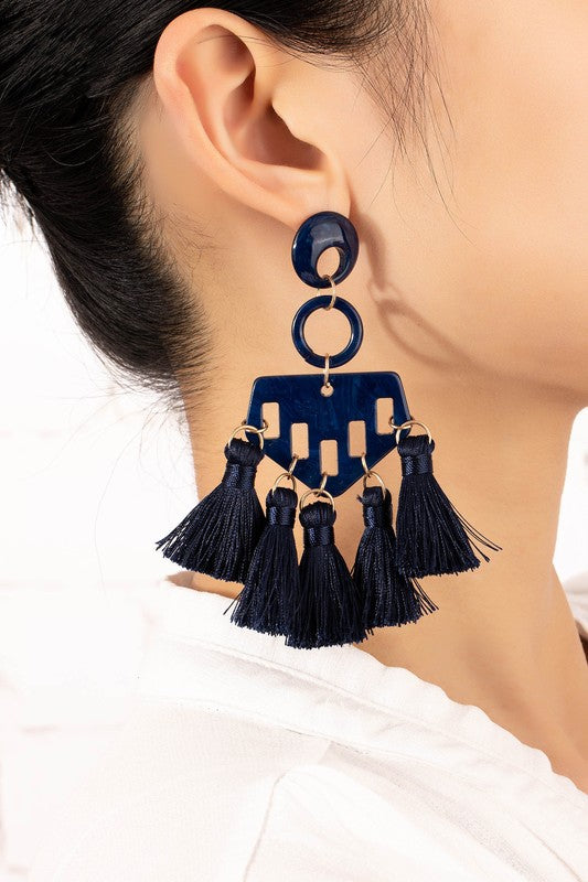 Geo Tassel Drop Earrings