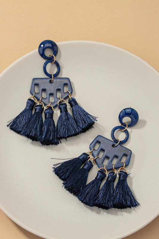 Geo Tassel Drop Earrings