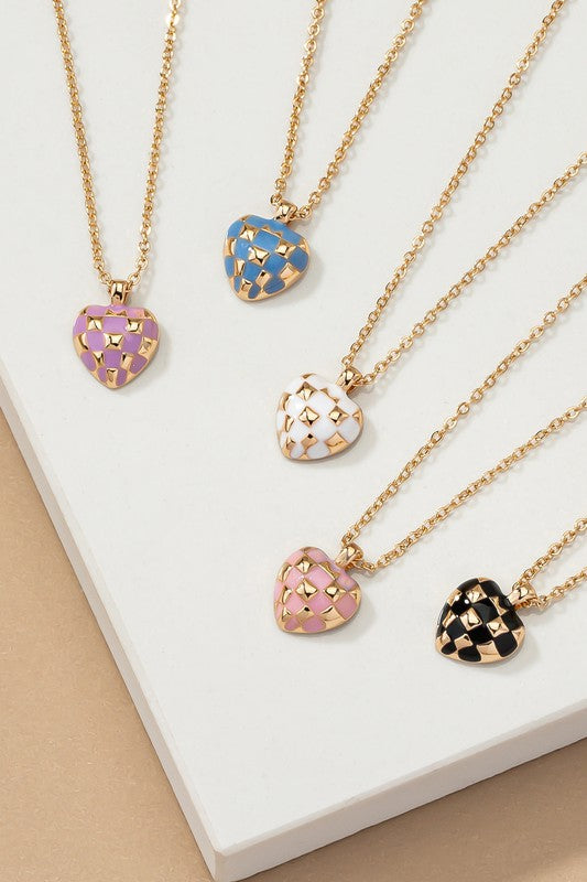 Checker Heart Necklace