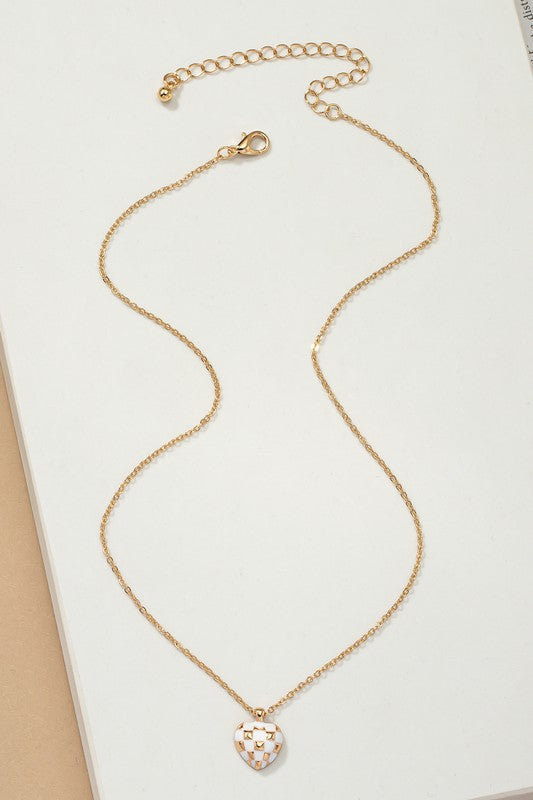 Checker Heart Necklace
