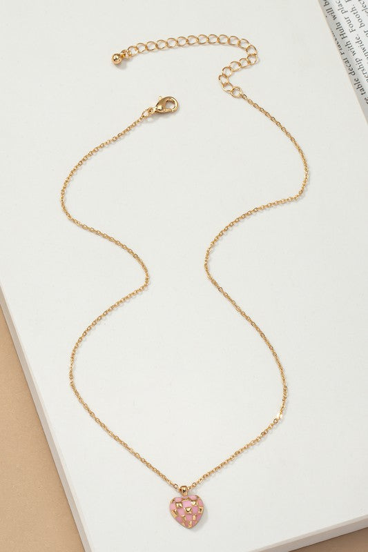 Checker Heart Necklace