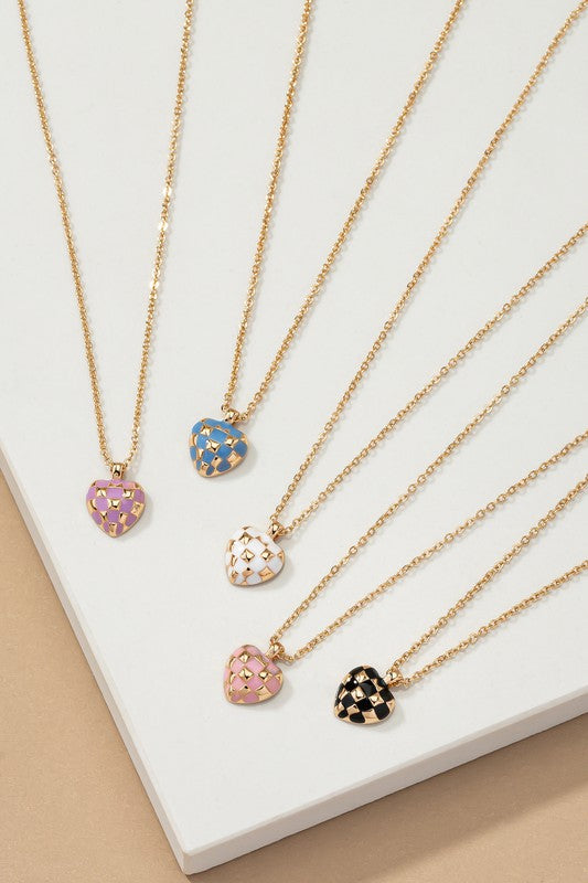 Checker Heart Necklace