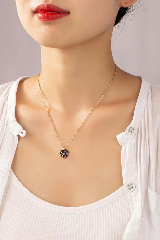 Checker Heart Necklace