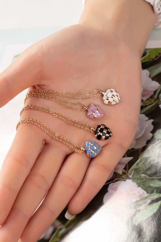 Checker Heart Necklace
