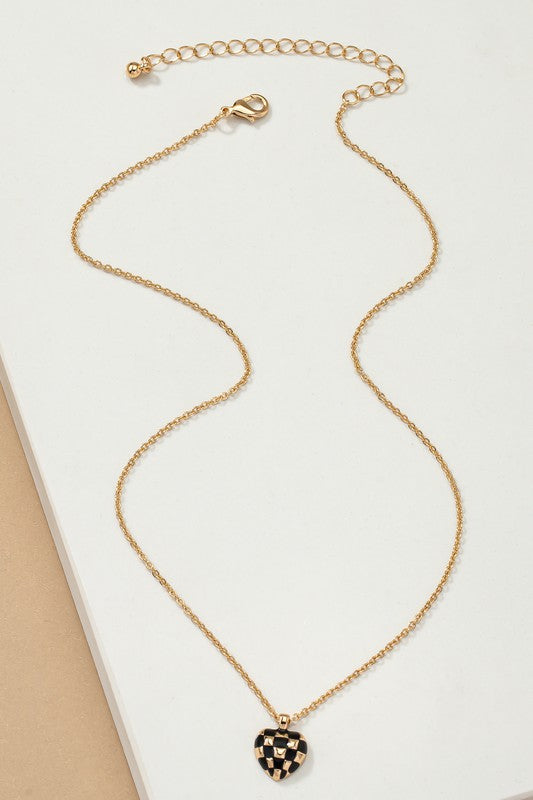 Checker Heart Necklace