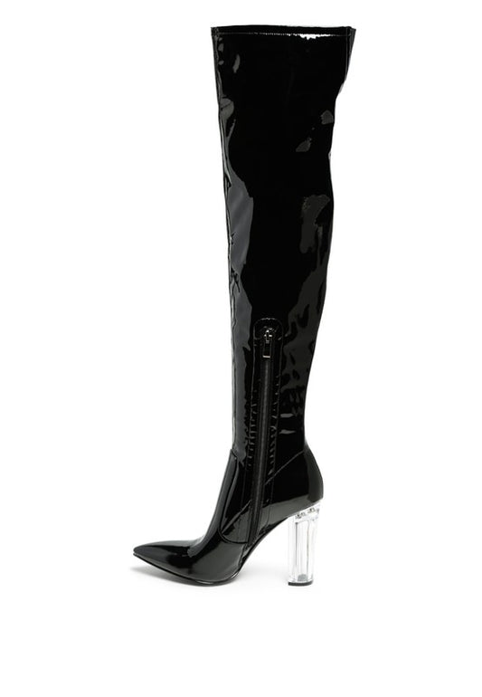 Patent Clear Heel Boots