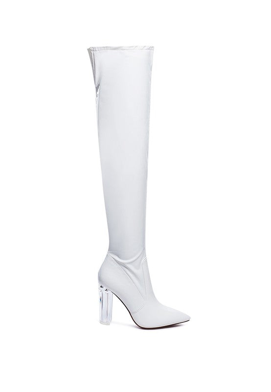 Patent Clear Heel Boots