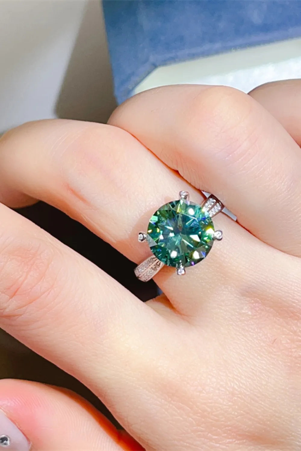 5 Carat Moissanite Sterling Silver Ring - alternate ring view