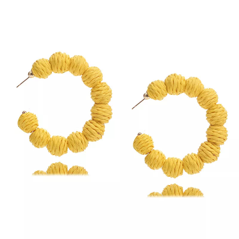 Raffia Grass C-Hoop Earrings in Purple - women's hoop earrings