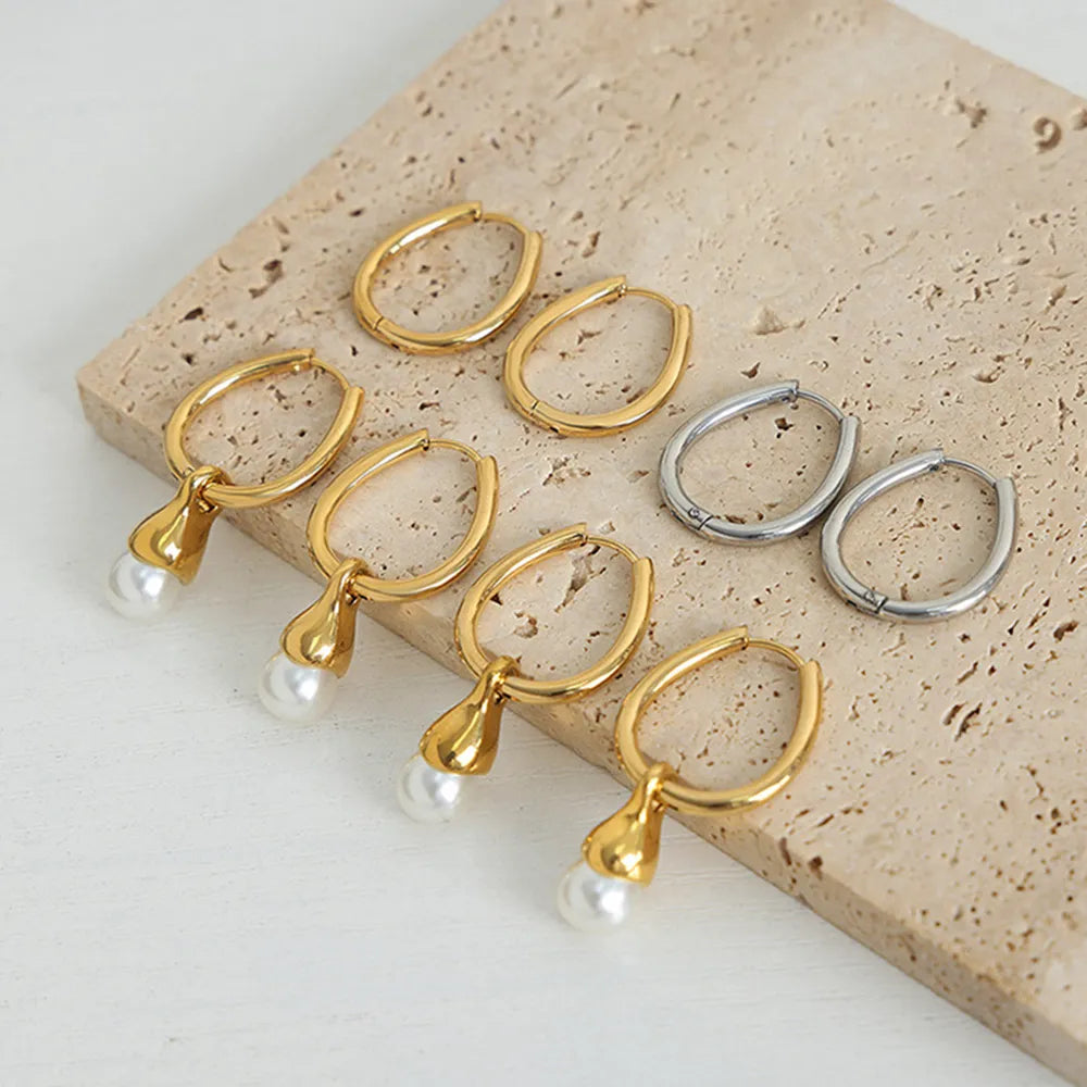Titanium Steel Huggie Earrings - alternate earring view