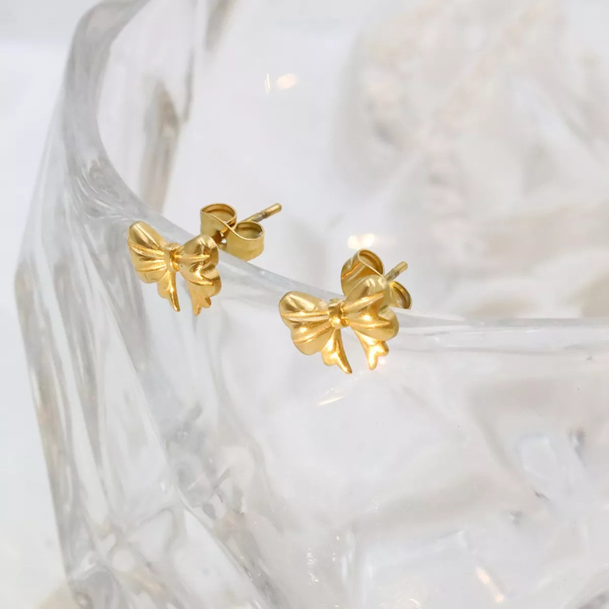 18K Gold-Plated Bow Earrings - alternate earring view