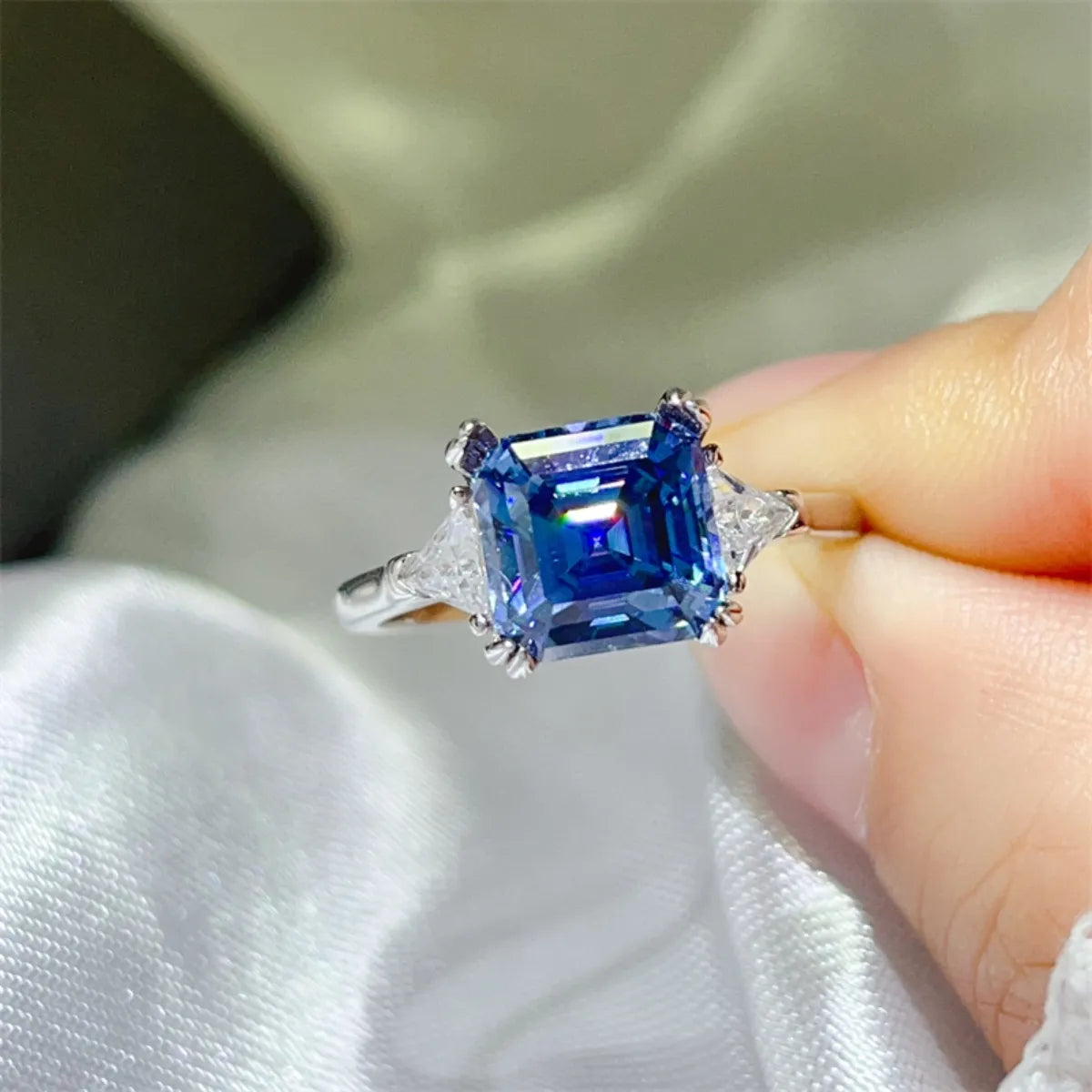 3 Carat Moissanite Sterling Silver Ring - alternate ring view