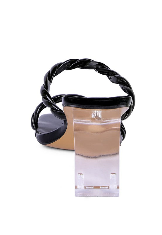 Twisted Strap Mid Heel Sandals