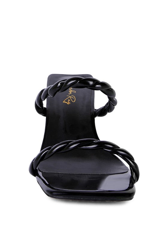 Twisted Strap Mid Heel Sandals