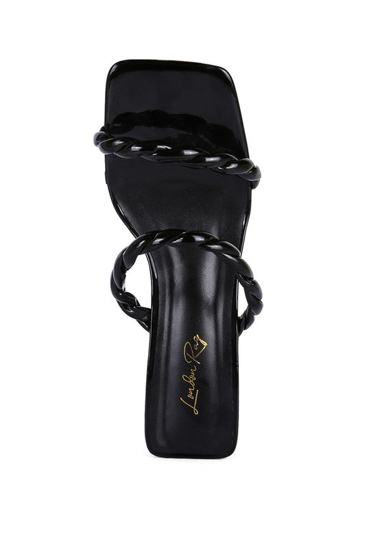 Twisted Strap Mid Heel Sandals