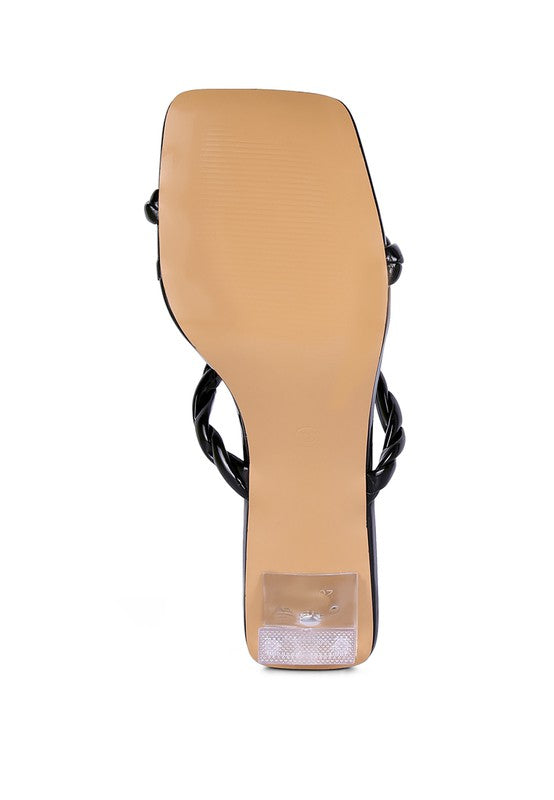 Twisted Strap Mid Heel Sandals