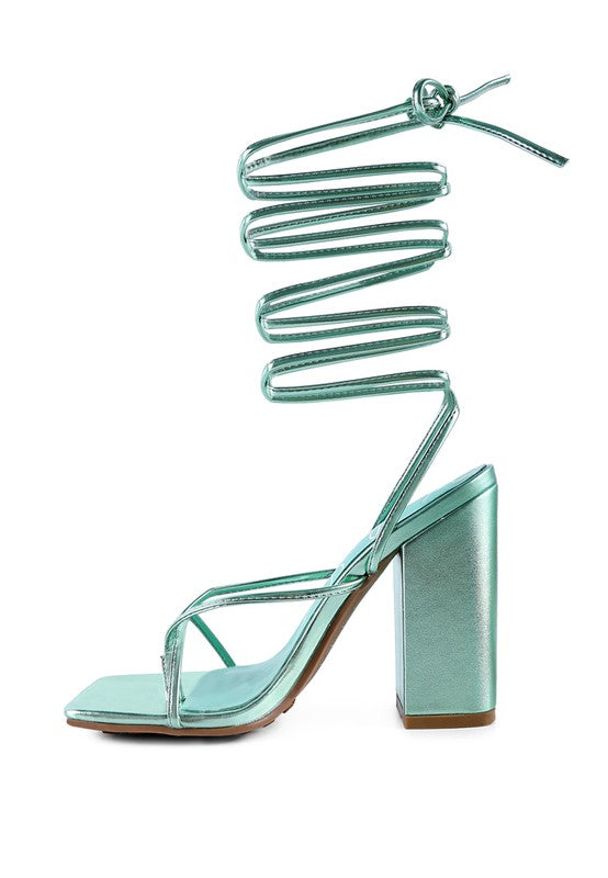 Metallic Lace-Up Sandals