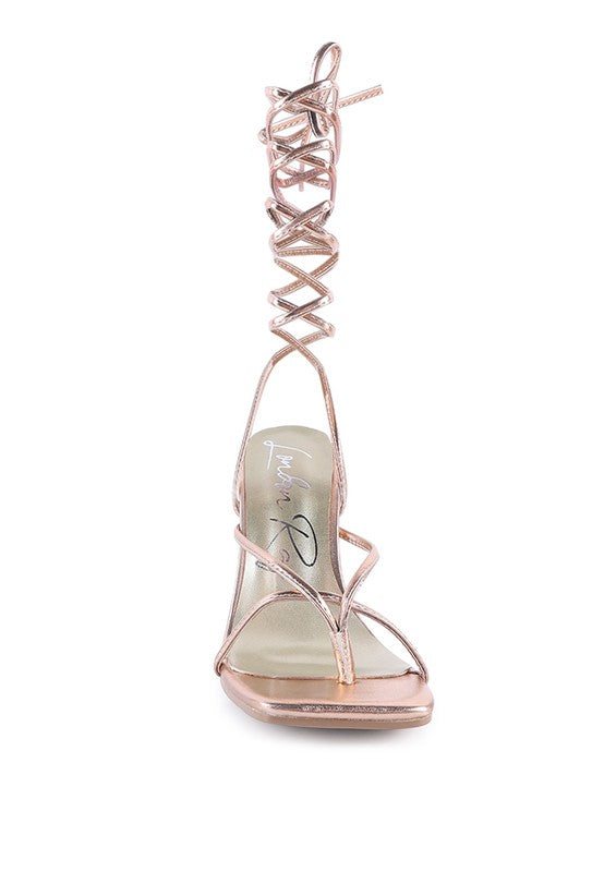 Metallic Lace-Up Sandals