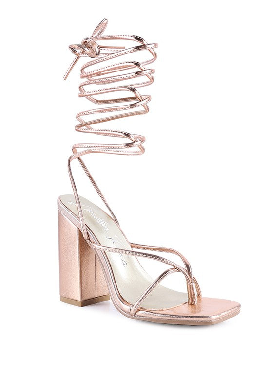 Metallic Lace-Up Sandals