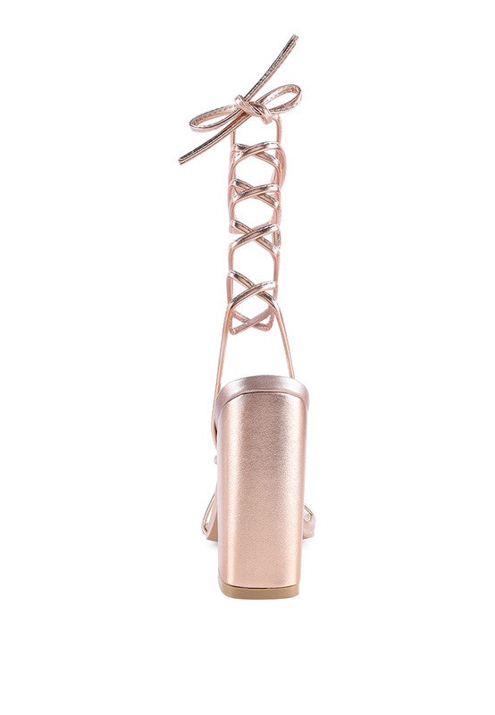 Metallic Lace-Up Sandals