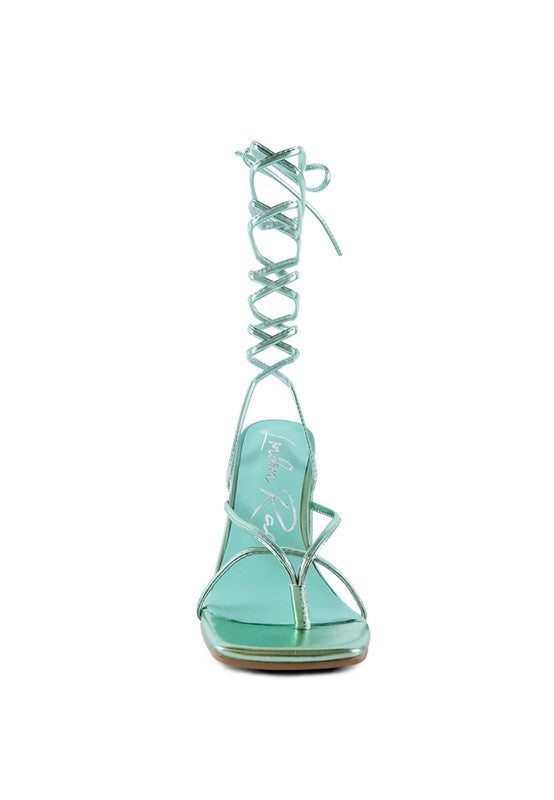 Metallic Lace-Up Sandals