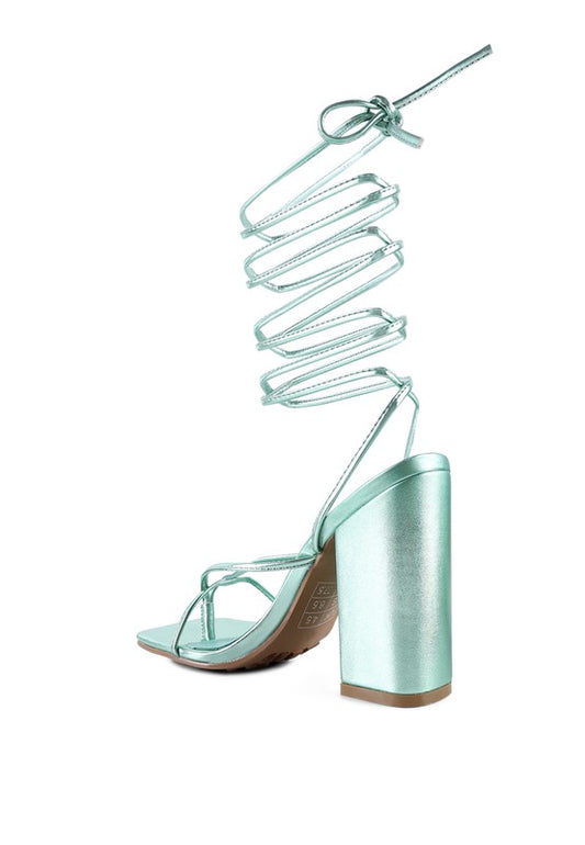 Metallic Lace-Up Sandals