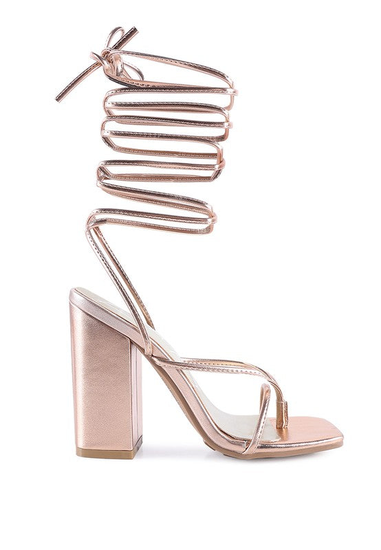 Metallic Lace-Up Sandals