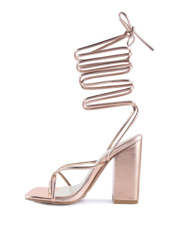 Metallic Lace-Up Sandals