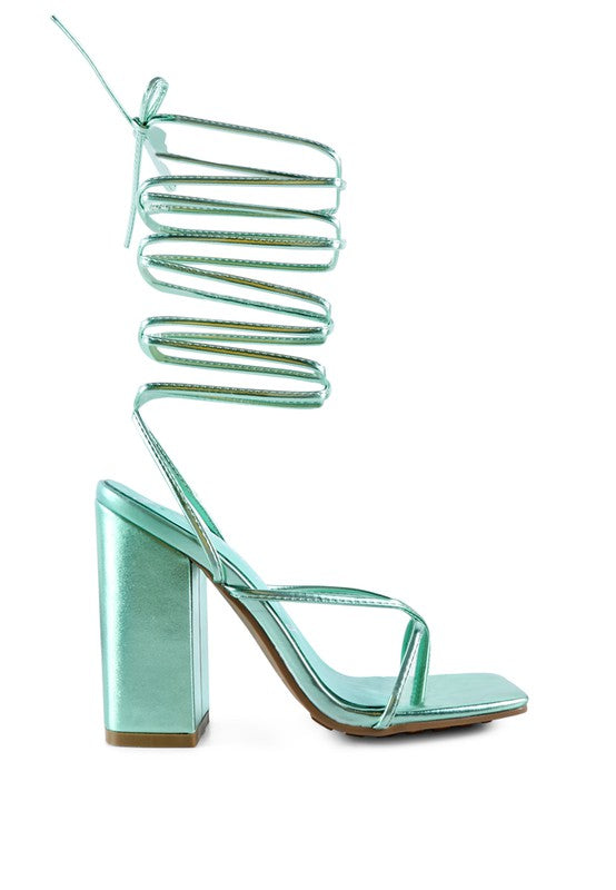 Metallic Lace-Up Sandals