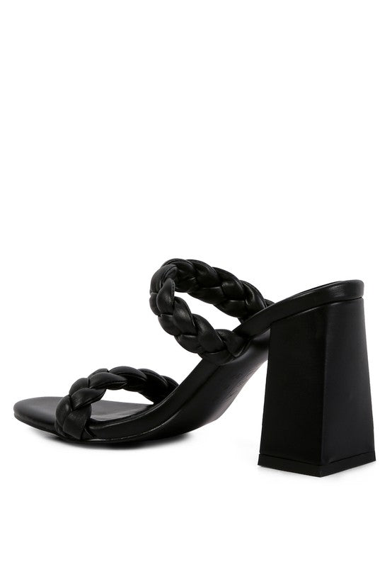 Braided Strap Block Heel Sandals