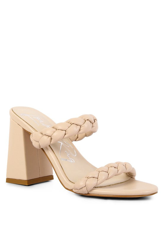 Braided Strap Block Heel Sandals