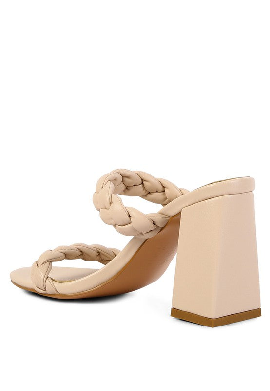 Braided Strap Block Heel Sandals