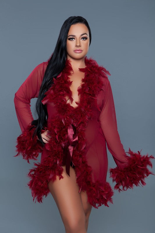 Luxe Feathered Short Robe