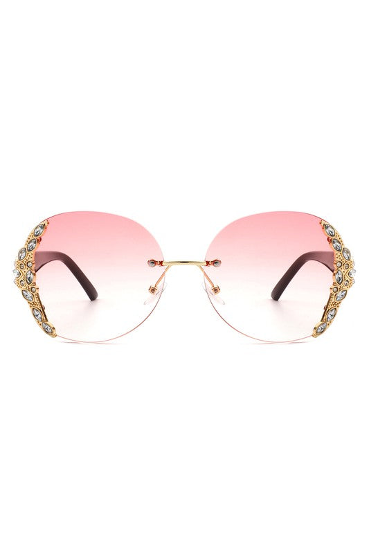 Rimless Rhinestone Sunglasses