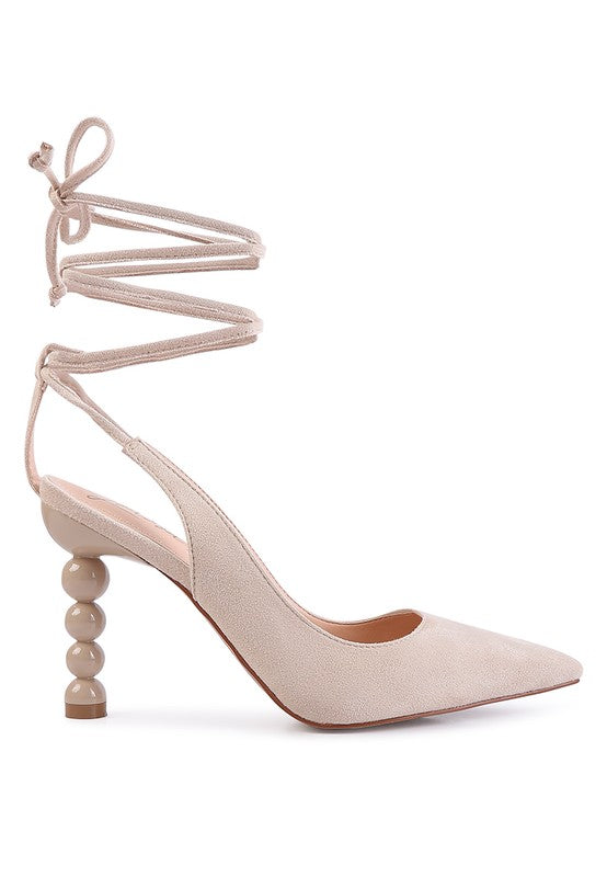 Faux Suede Lace-Up Heels