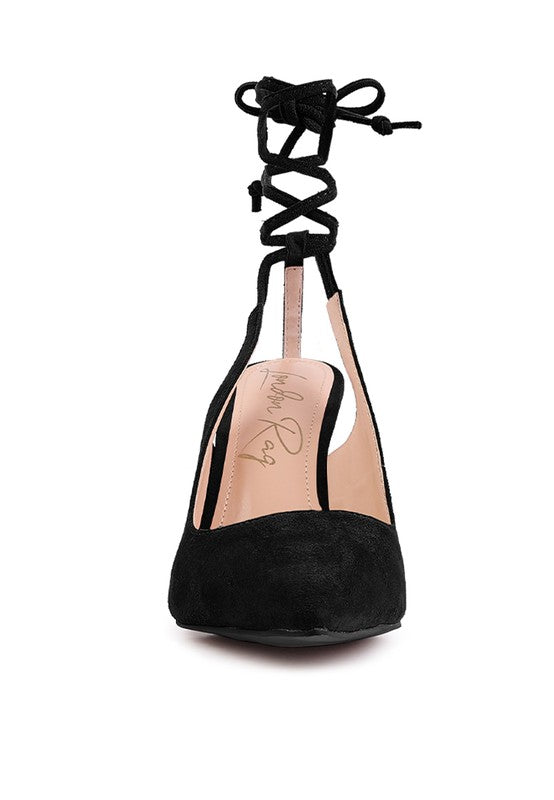 Faux Suede Lace-Up Heels