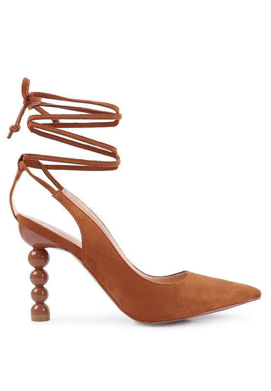 Faux Suede Lace-Up Heels