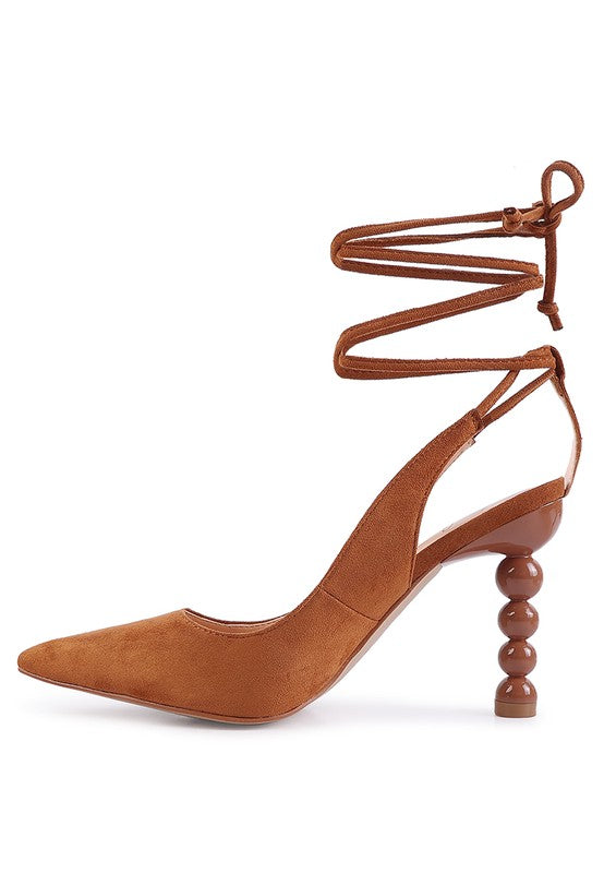 Faux Suede Lace-Up Heels