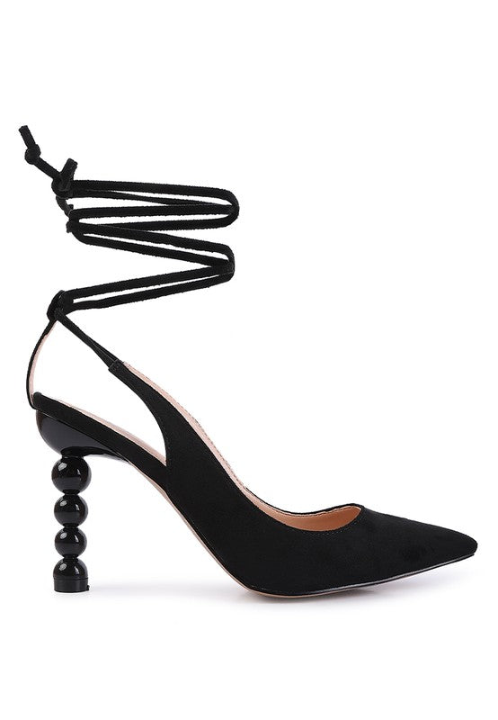 Faux Suede Lace-Up Heels