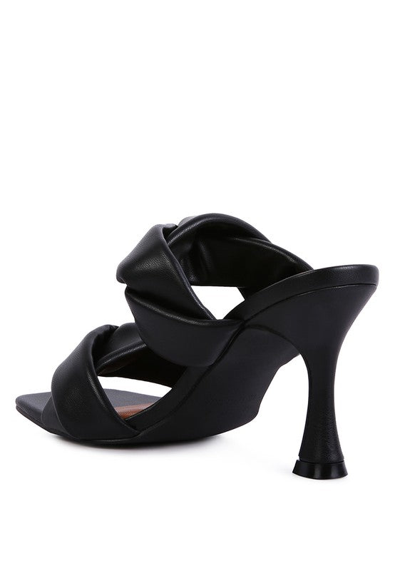 Twisted Strap Spool Heel Sandals