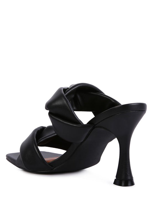 Twisted Strap Spool Heel Sandals