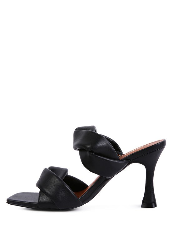 Twisted Strap Spool Heel Sandals