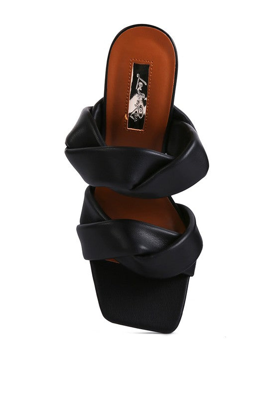 Twisted Strap Spool Heel Sandals