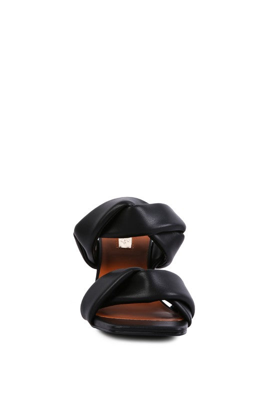 Twisted Strap Spool Heel Sandals