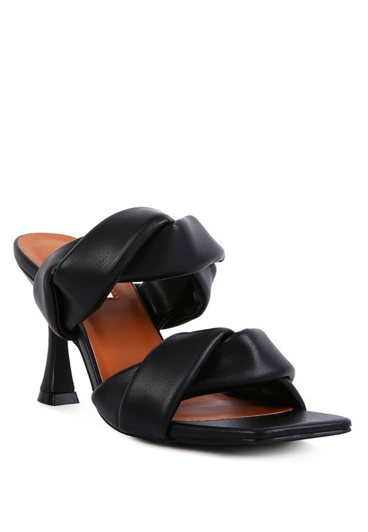 Twisted Strap Spool Heel Sandals